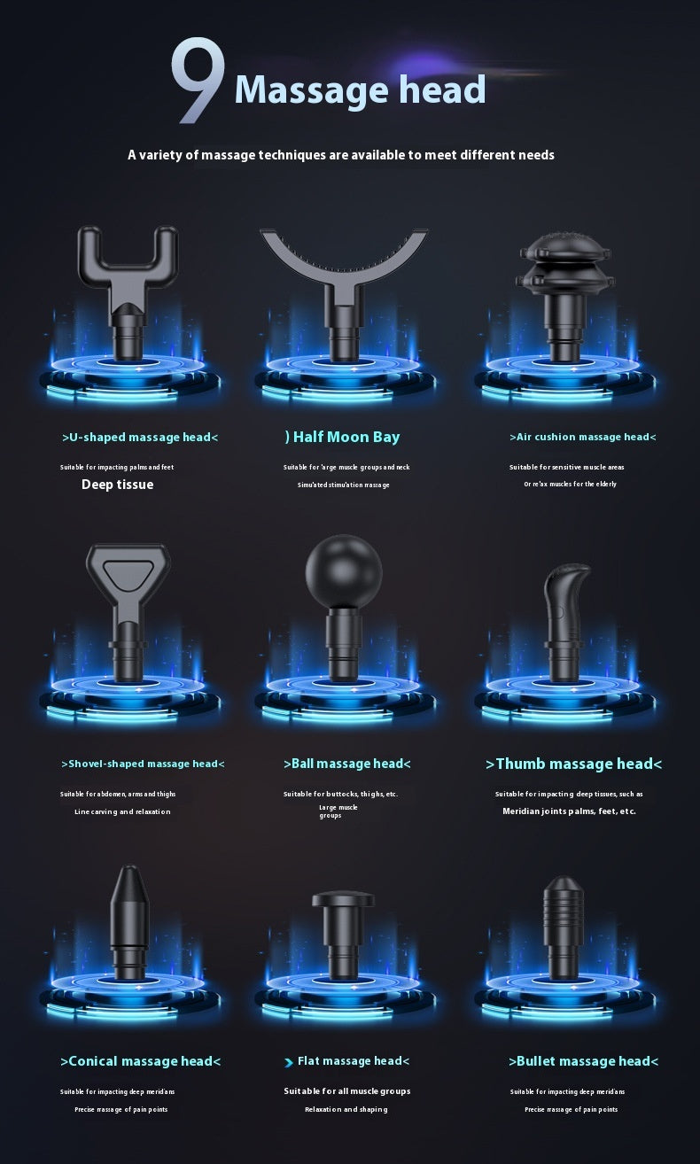 Electric massage gun - sport en relax massage - 6 standen - 9 opzetstukken